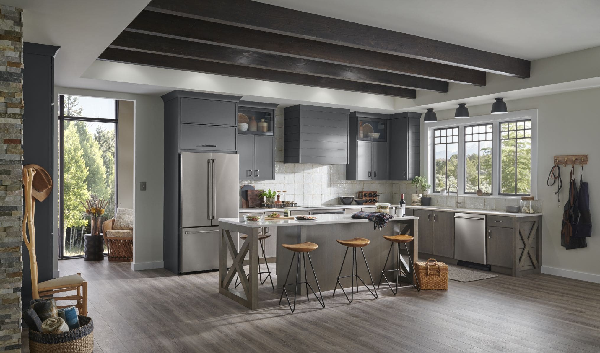 Yorktowne grey cabinet kitchen showroom