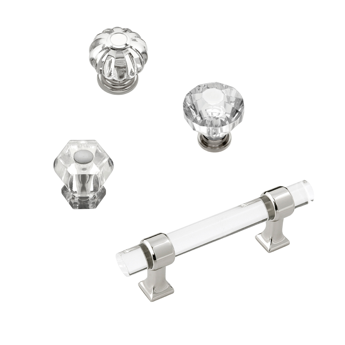 Crystal palace crysacrylic nickel handle hardware