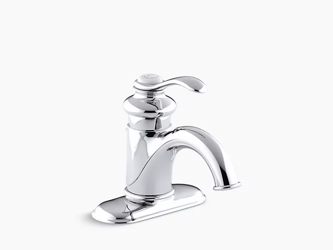 Fairfax Centerset Bathroom sink faucet with single lever handle.