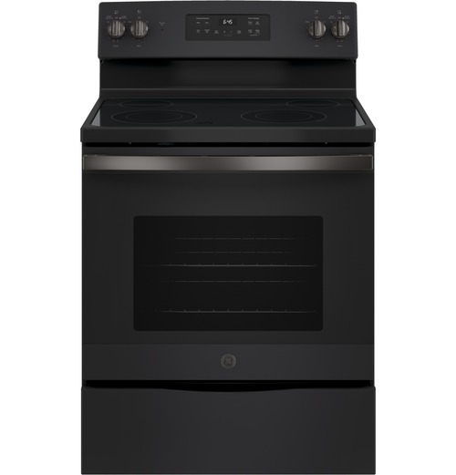 GE free standing electric self-cleaning oven.
