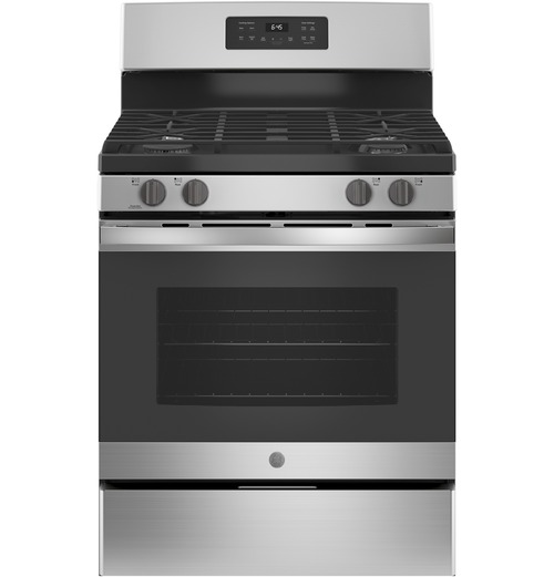 GE free standing gas range two-piece cooktop.