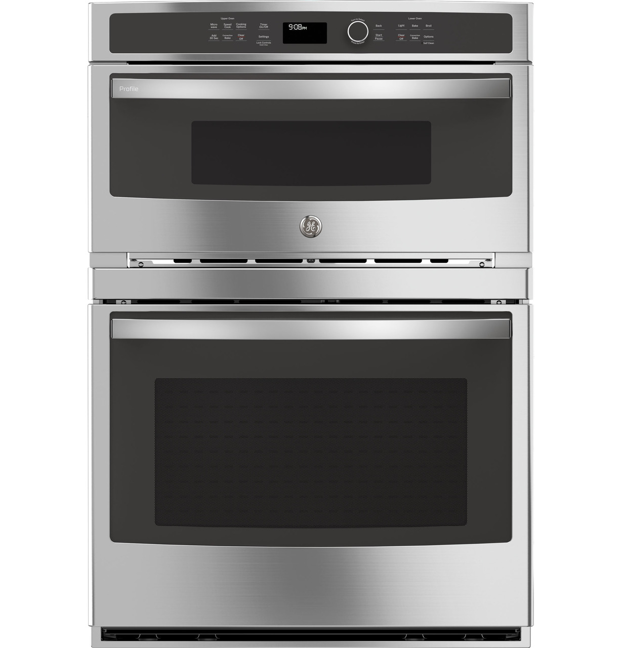 GE combination double wall oven with convection and advantium technology.