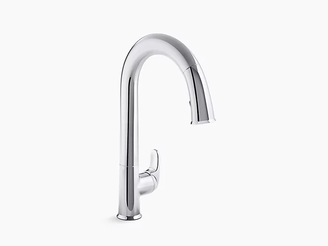 Sensate touchless kitchen faucet with pull down spout