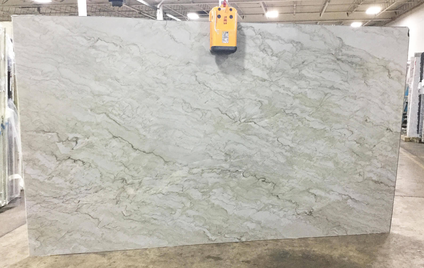 Large slab of silky quartzite countertop.