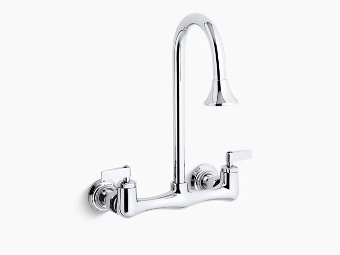 Triton double lever handle utility sink and faucet with rosespray gooseneck spout.