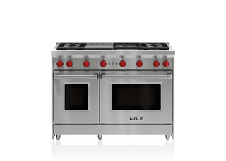 Wolf 48 inch gas range with 4 burners and griddle