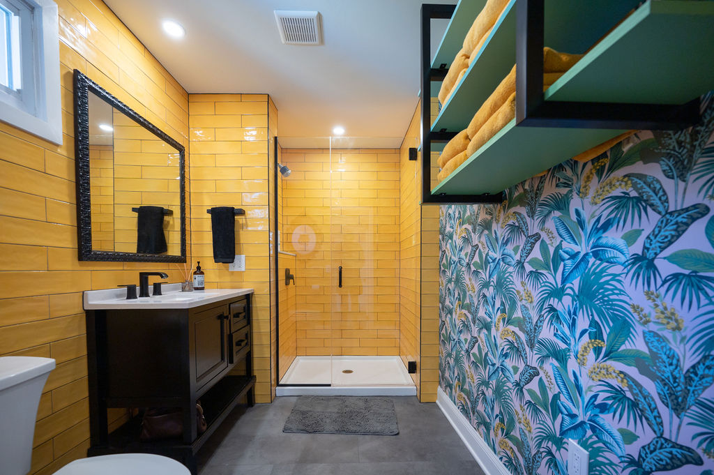 custom bathroom yellow tile
